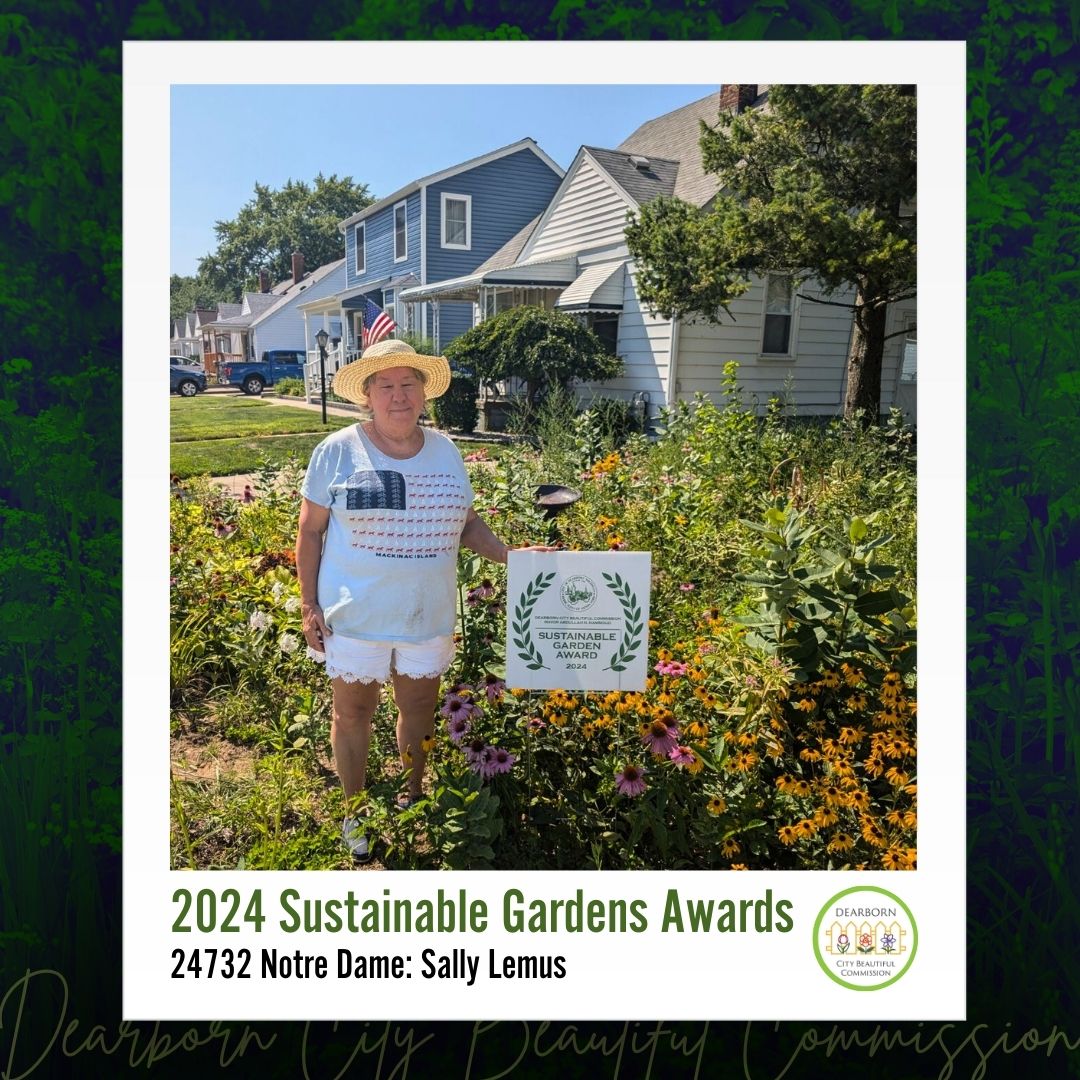 Photo: 2024 Dearborn City Beautiful Sustainable Gardens Awards honoree Sally Lemus their garden at 24732 Notre Dame. 