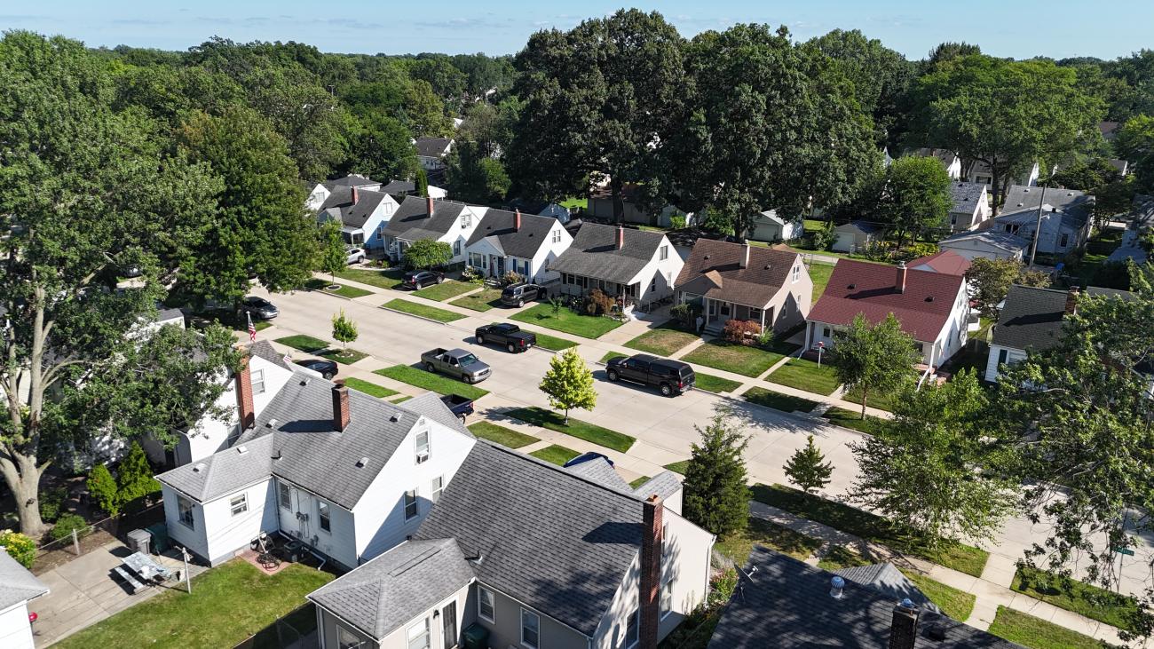 Aerial image of a neighborhood in Dearborn