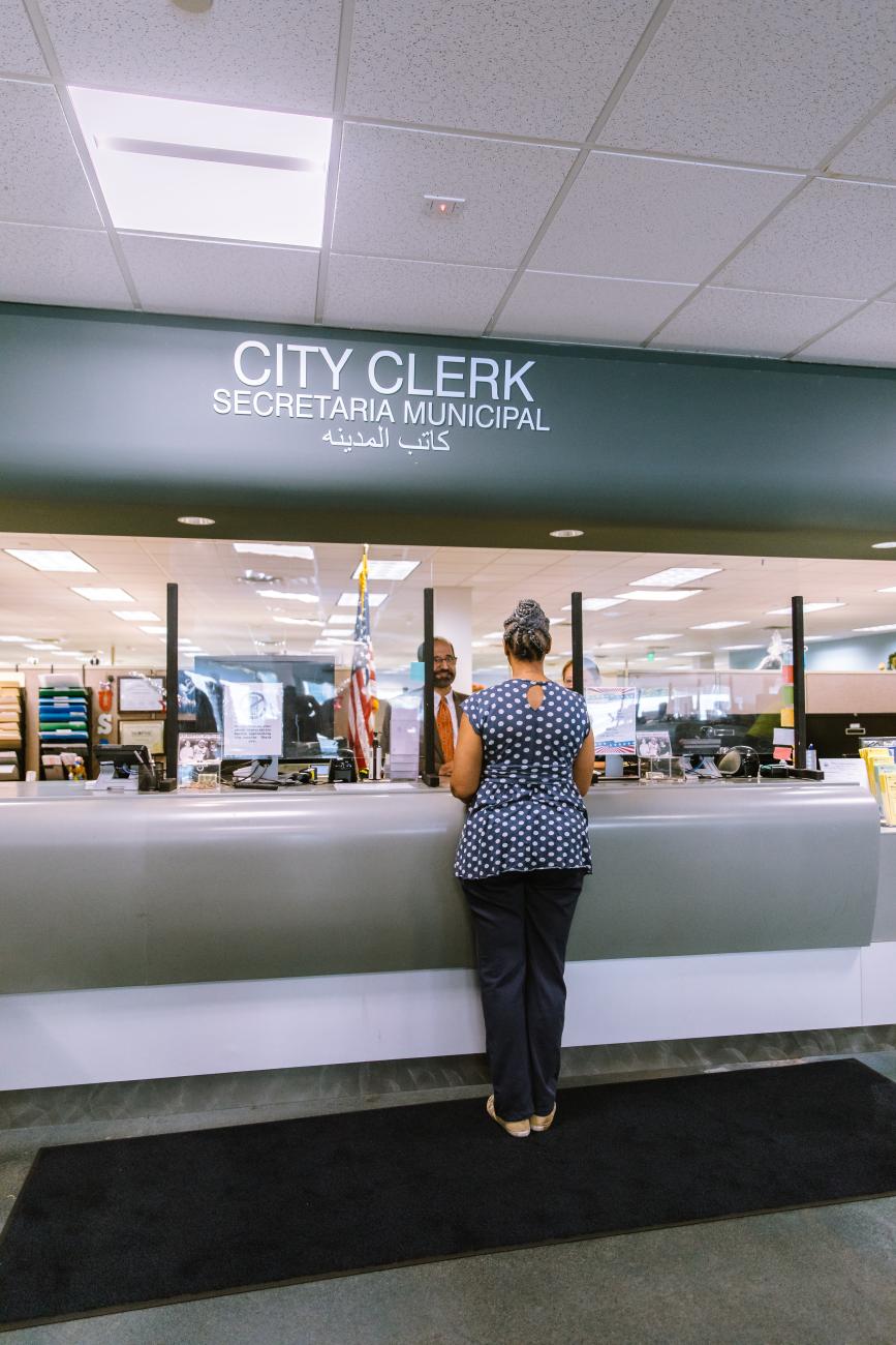 Resident at the City Clerk's Office, located at the DAC. 