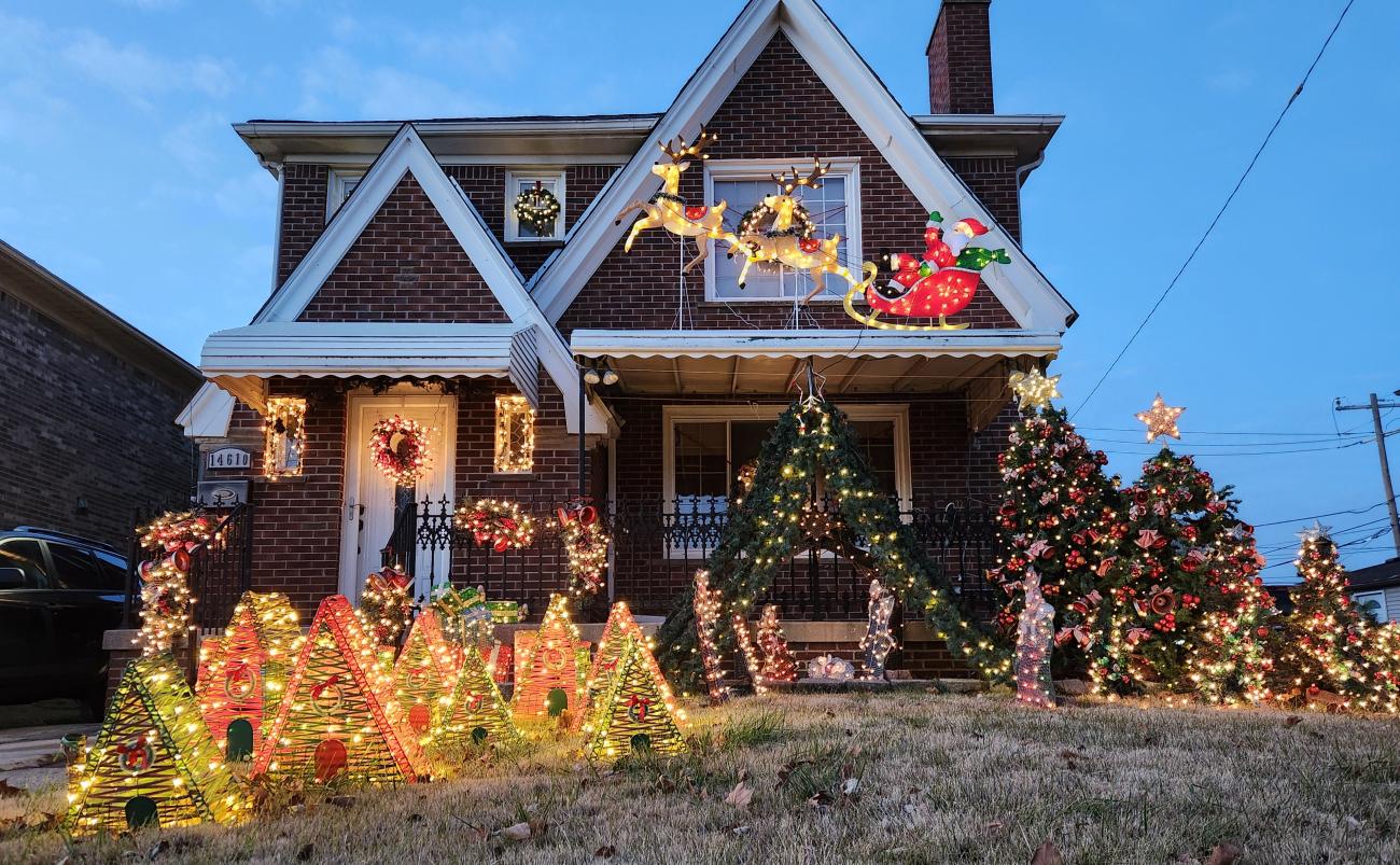 Photo of home decorated for the holidays