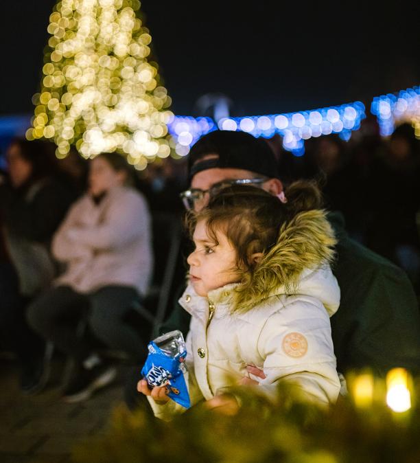 Child and Tree with lights