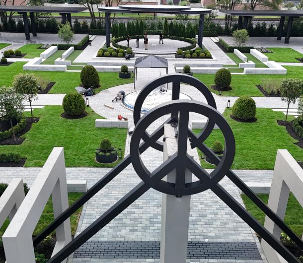 Aerial image of PEACE Park 1 peace sign